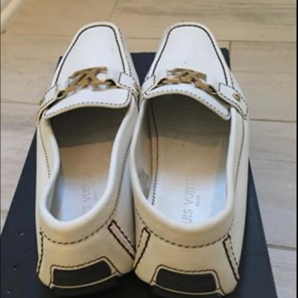 White loafers LV 10.5, lightly used